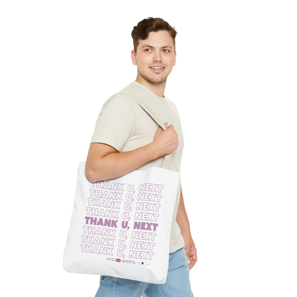 Thank U, Next Bodega Tote Bag - Pink Typography Aesthetic