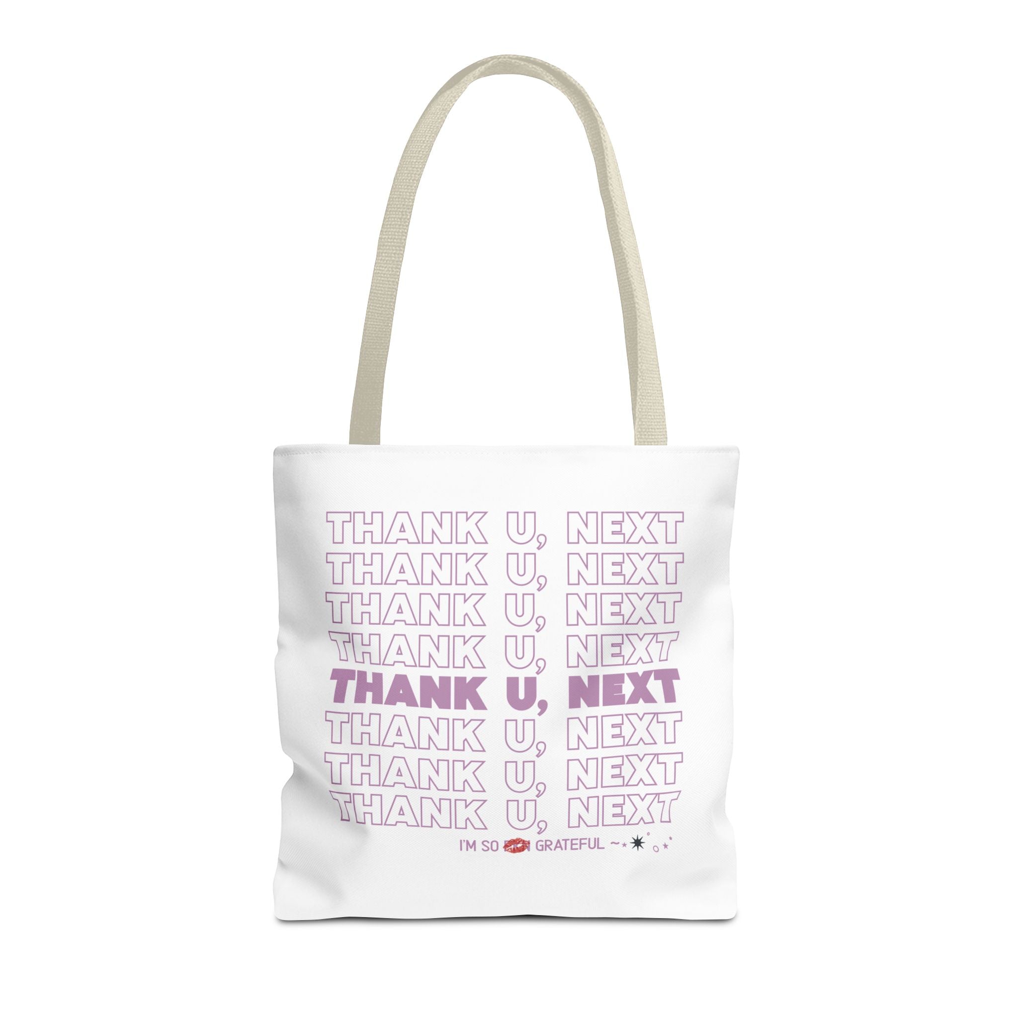 Thank U, Next Bodega Tote Bag - Pink Typography Aesthetic