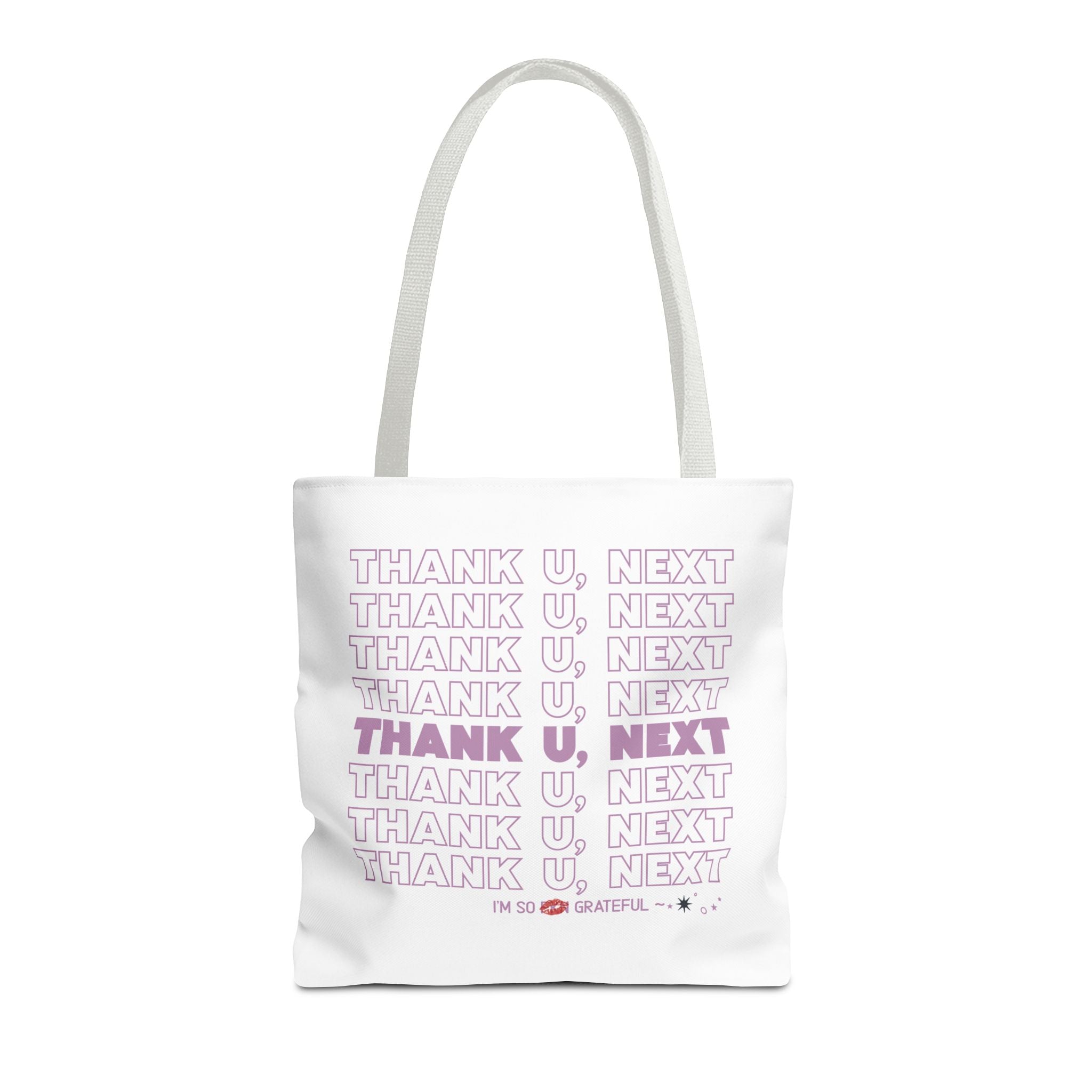 Thank U, Next Bodega Tote Bag - Pink Typography Aesthetic