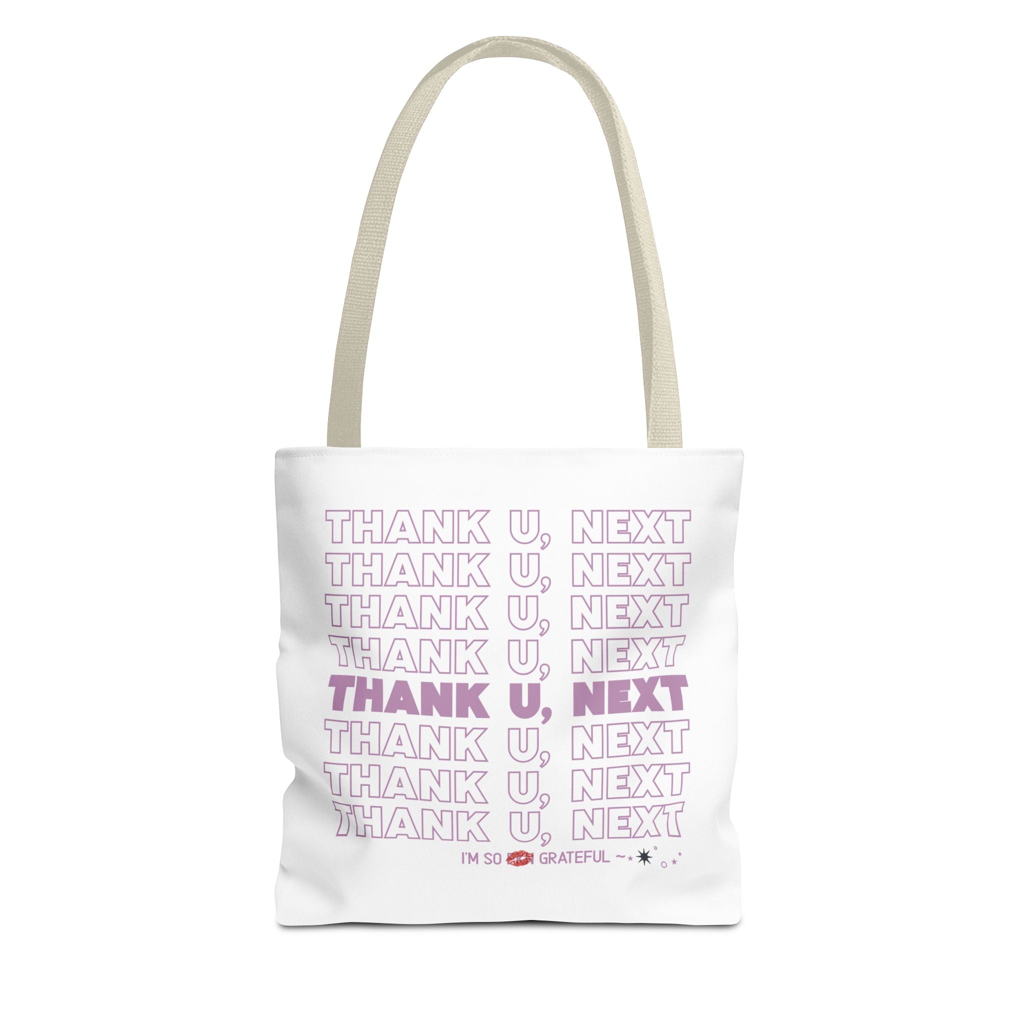 Thank U, Next Bodega Tote Bag - Pink Typography Aesthetic