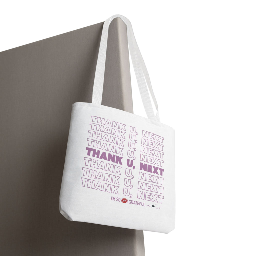 Thank U, Next Bodega Tote Bag - Pink Typography Aesthetic