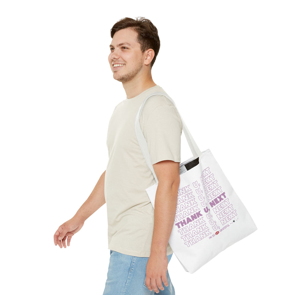 Thank U, Next Bodega Tote Bag - Pink Typography Aesthetic