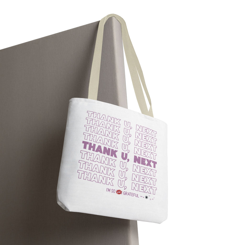 Thank U, Next Bodega Tote Bag - Pink Typography Aesthetic