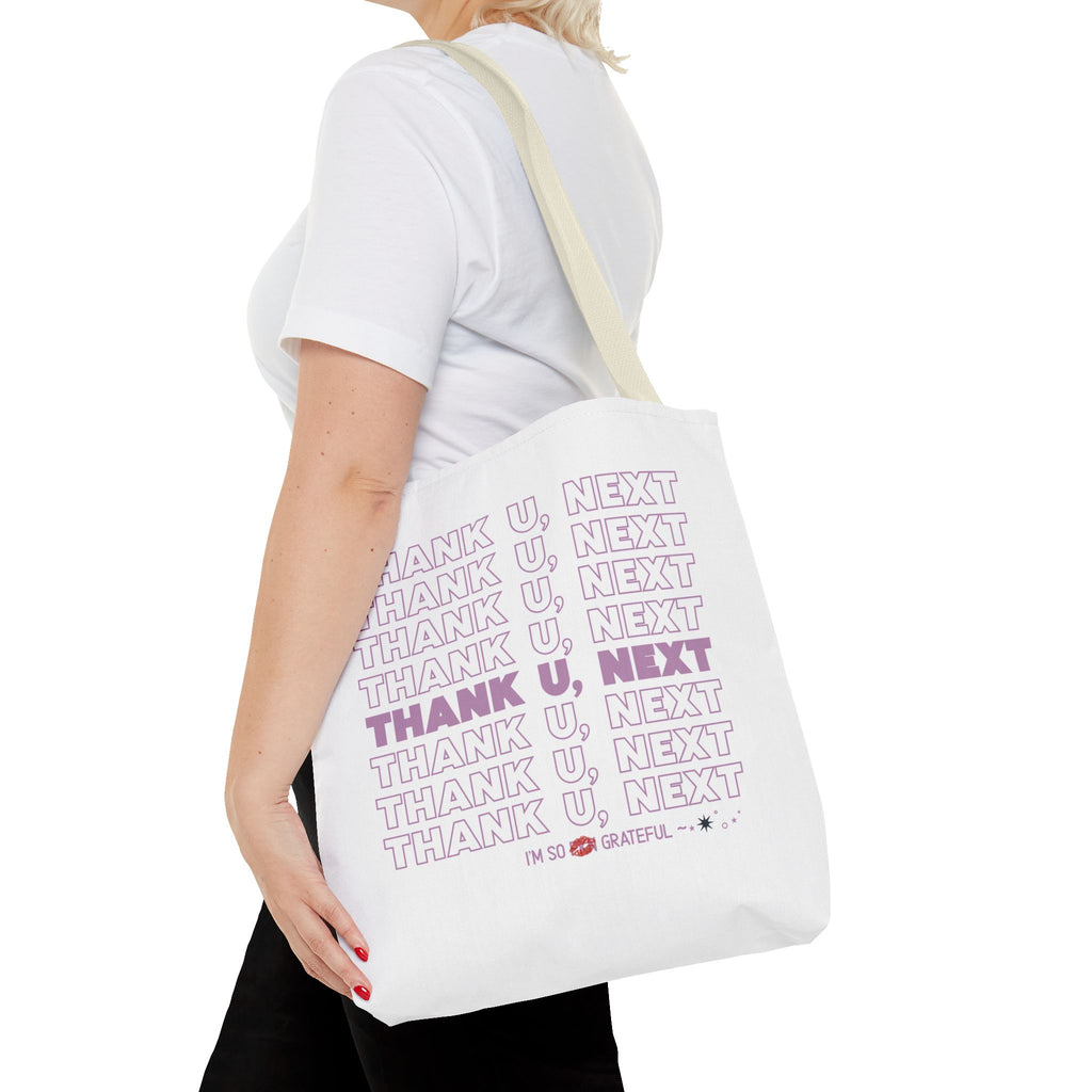 Thank U, Next Bodega Tote Bag - Pink Typography Aesthetic
