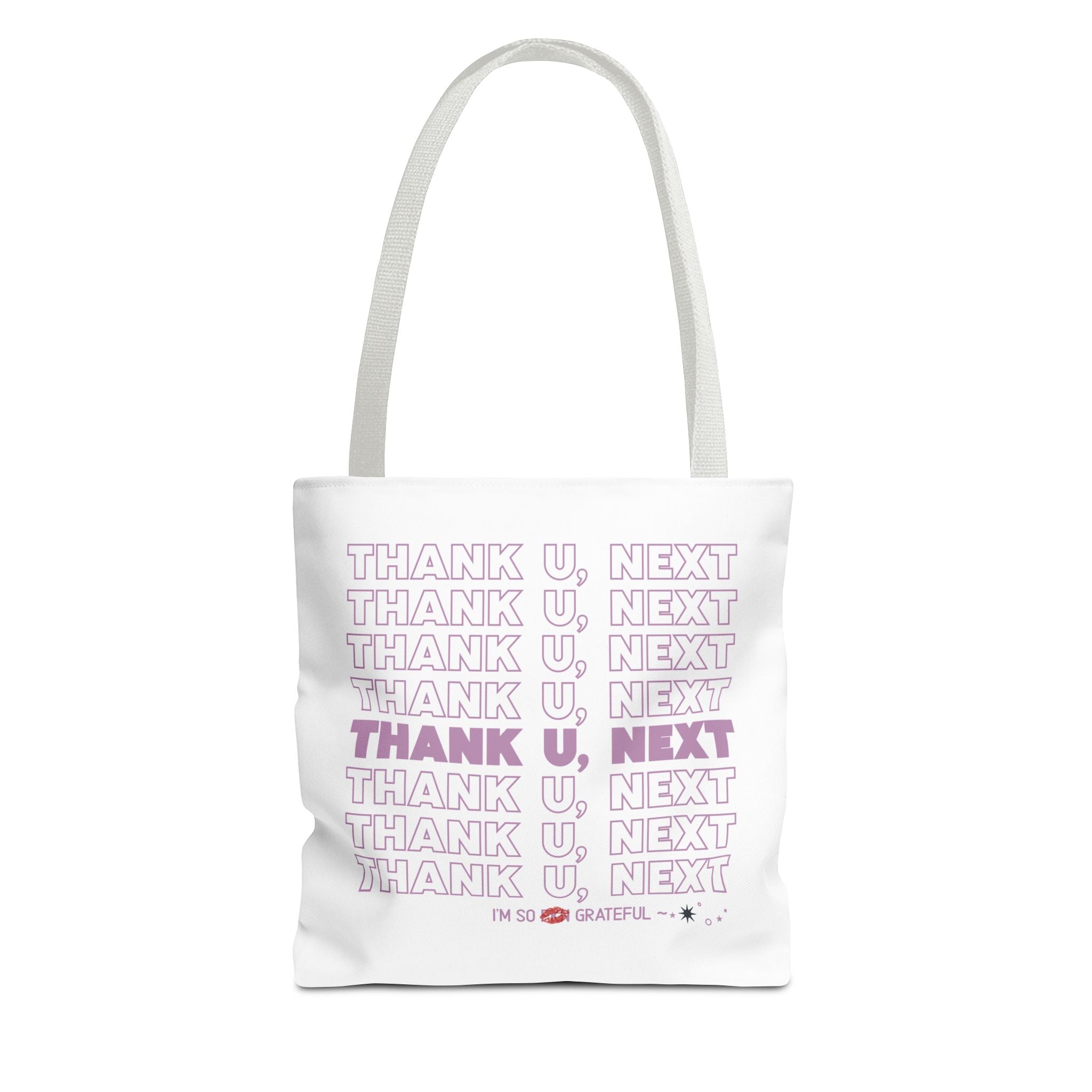 Thank U, Next Bodega Tote Bag - Pink Typography Aesthetic
