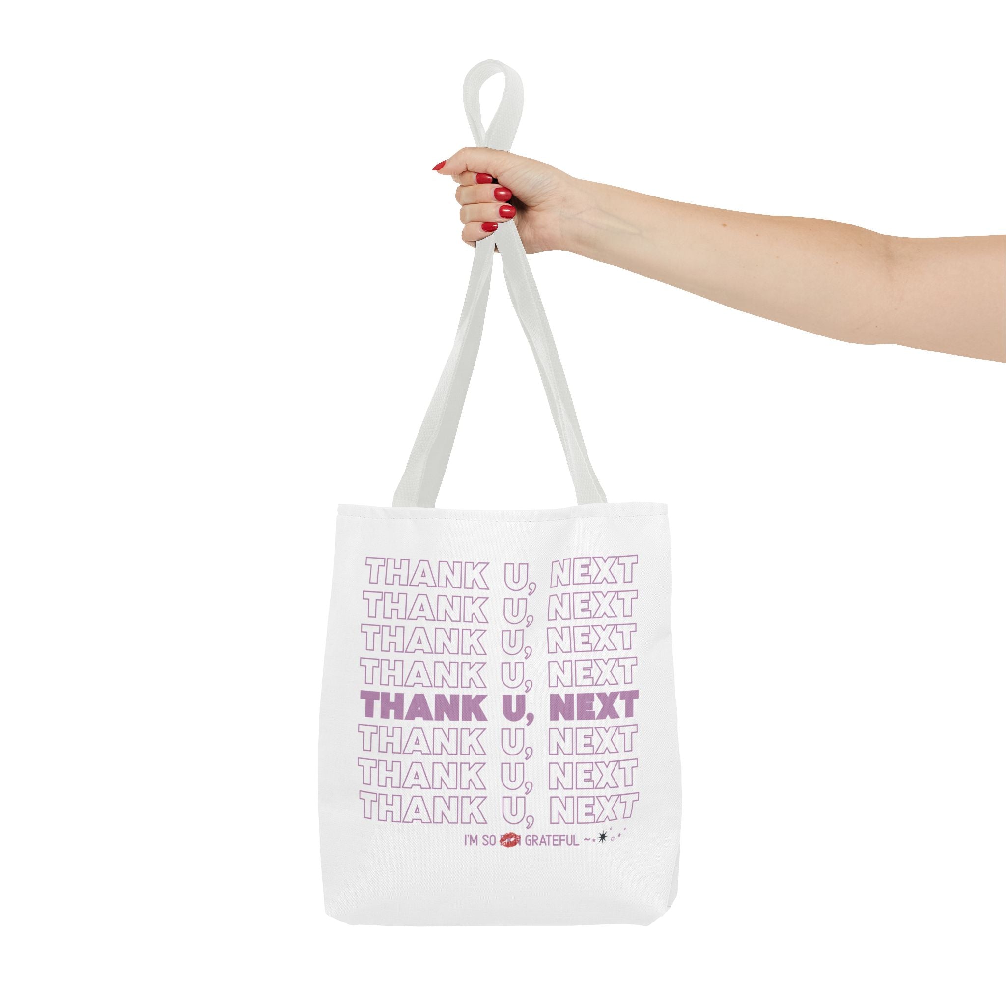 Thank U, Next Bodega Tote Bag - Pink Typography Aesthetic