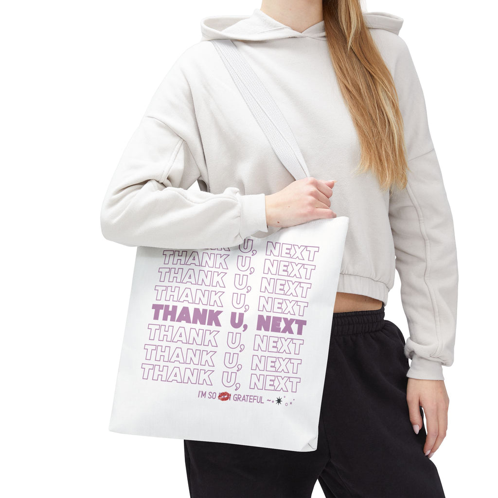 Thank U, Next Bodega Tote Bag - Pink Typography Aesthetic